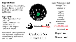 Bulk 200/400/1000mL 99.9+% (No Solvent) Carbon-60 Lipofullerene C60 in Organic EV Olive Oil | Slick60  (US Dollar)