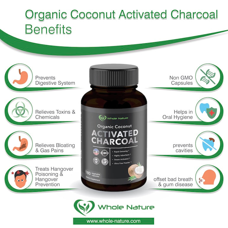 Whole Nature Organic Coconut Activated Charcoal Capsules,