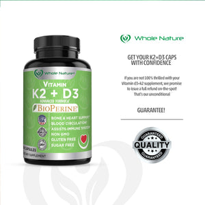 Whole Nature K2 (MK7)+D3 Plus Calcium